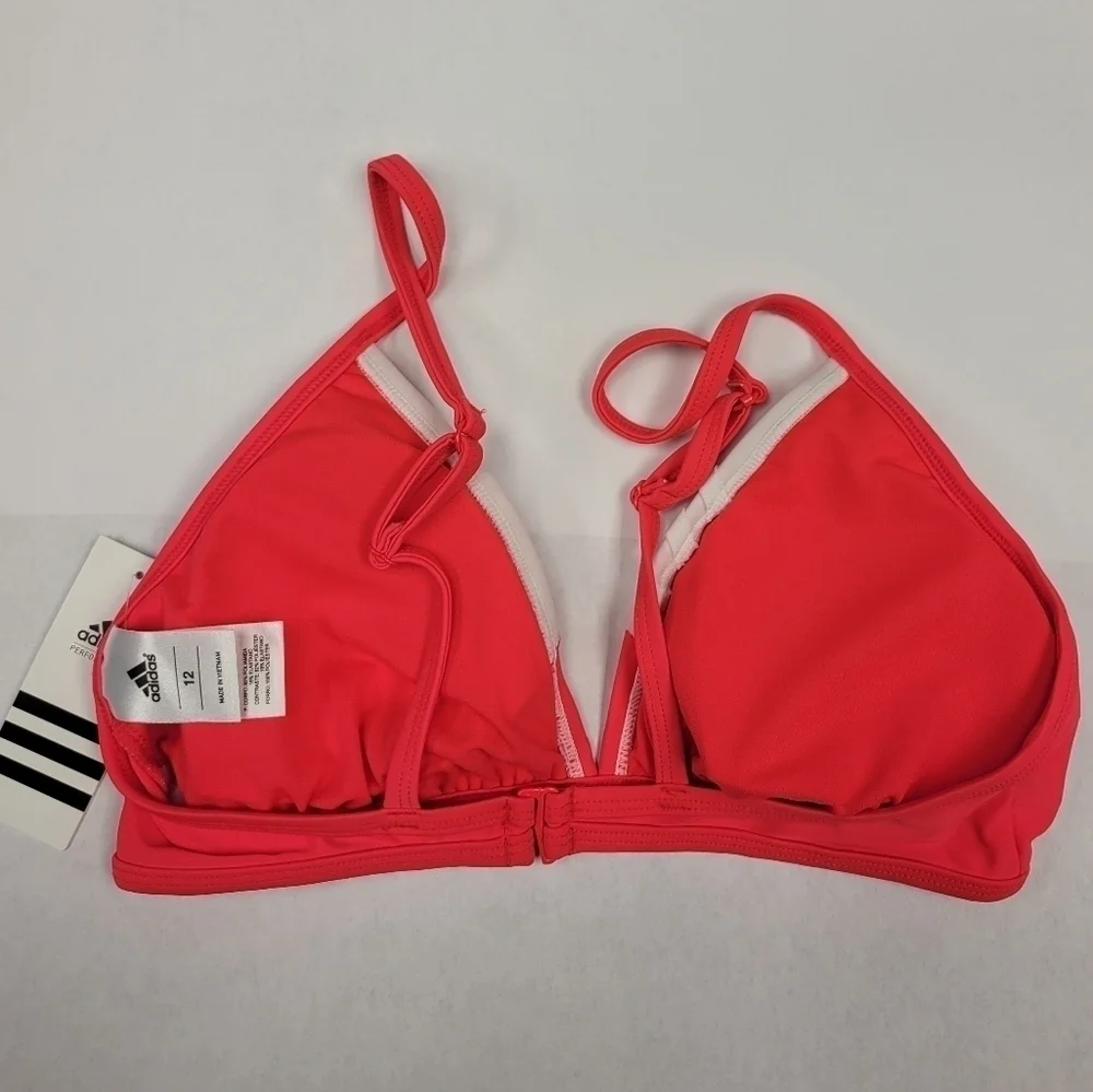 Adidas Cross Back bikini top Neon Red and White 12